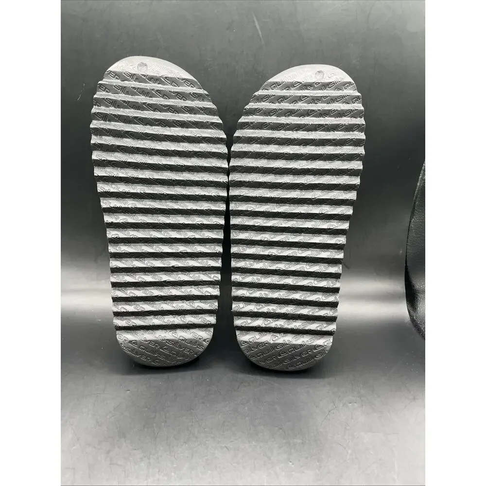QUIKSILVER Men Sz 12 Slides Flip Flops Sandals Shoes Black